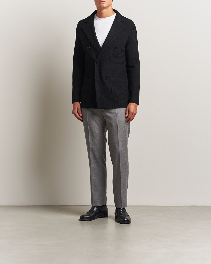 Homme | Blazers | Stenströms | Milano Knitted DB Textured Blazer Black