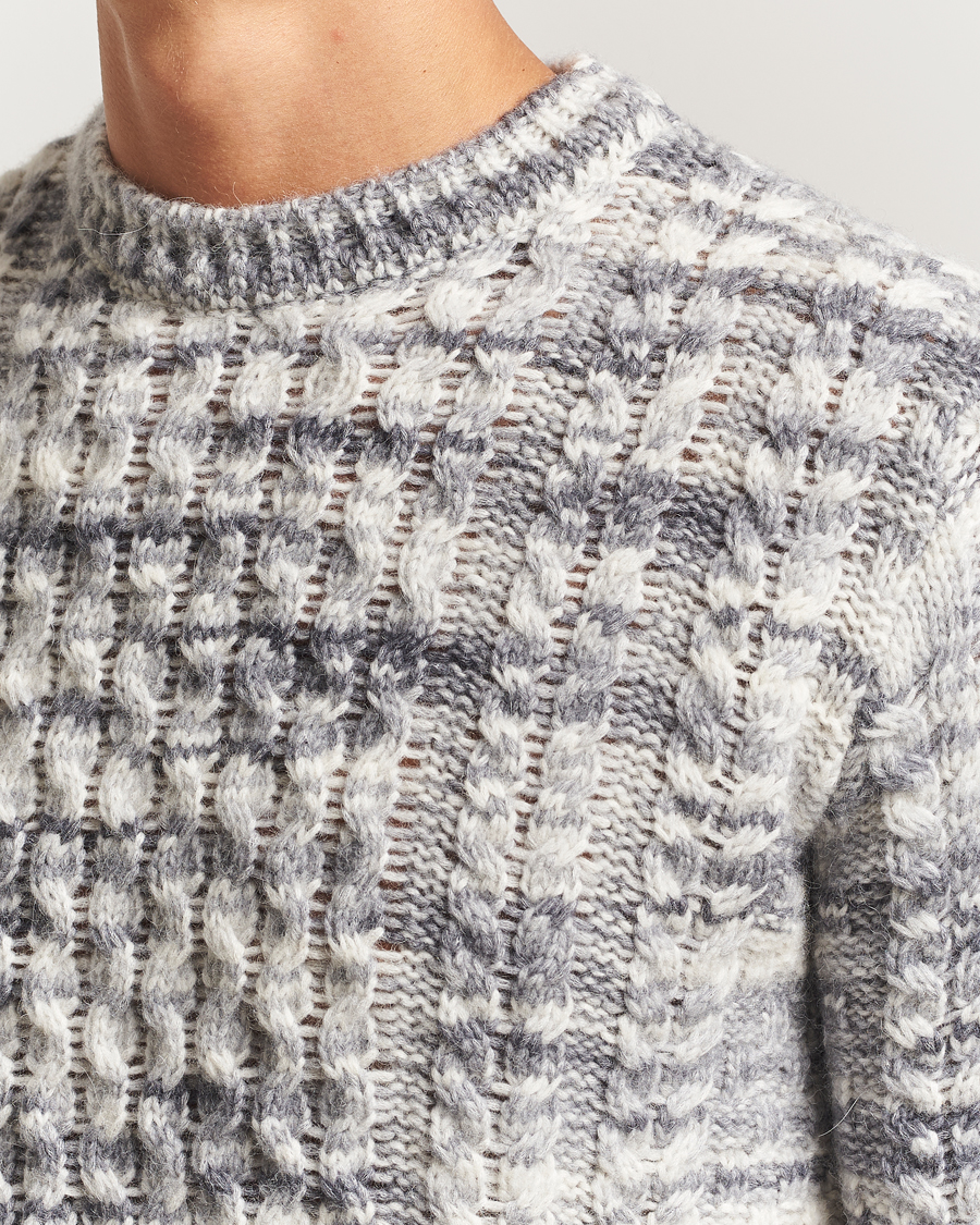 Homme | Pulls Et Tricots | Stenströms | Alpacka Cable Knitted Crew Neck Grey