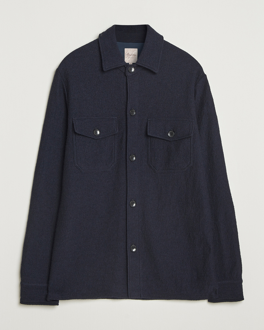 Homme | Chemises | Stenströms | Felted Wool Overshirt Navy