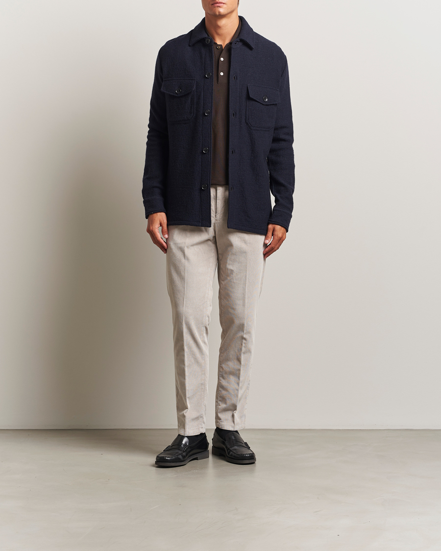 Homme | Chemises | Stenströms | Felted Wool Overshirt Navy