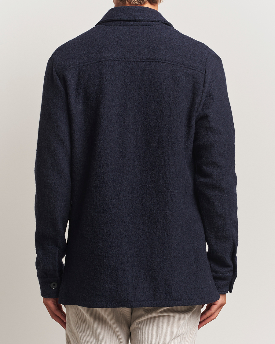 Homme | Chemises | Stenströms | Felted Wool Overshirt Navy