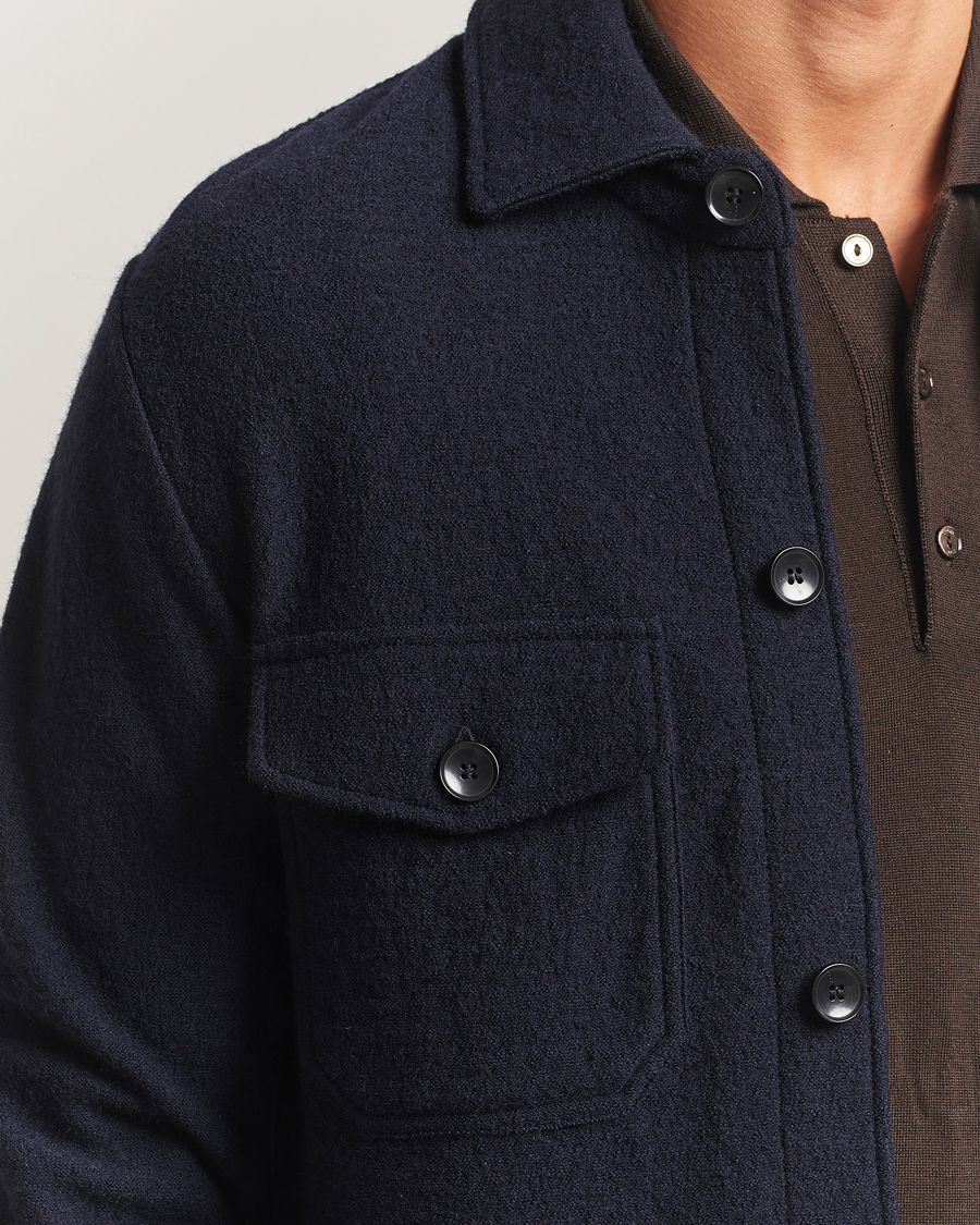 Homme | Chemises | Stenströms | Felted Wool Overshirt Navy