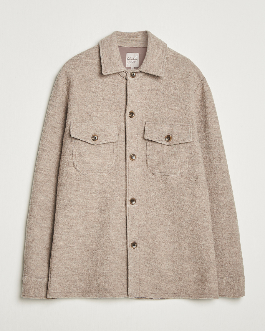 Homme | Chemises | Stenströms | Felted Wool Overshirt Beige