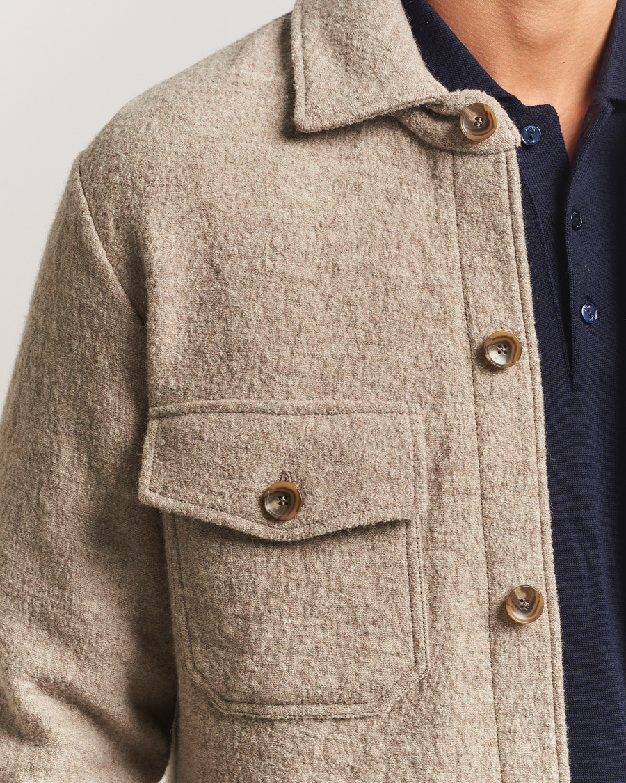 Homme | Chemises | Stenströms | Felted Wool Overshirt Beige