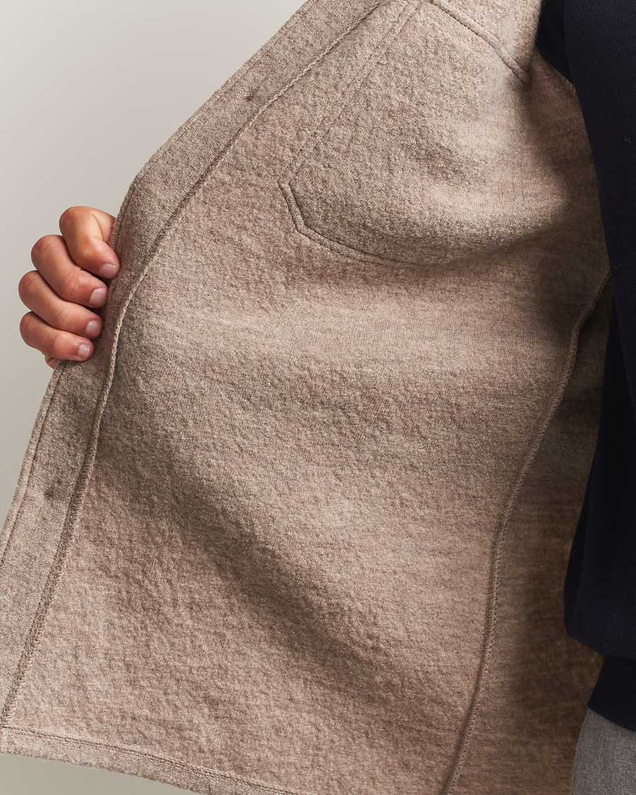 Homme | Chemises | Stenströms | Felted Wool Overshirt Beige