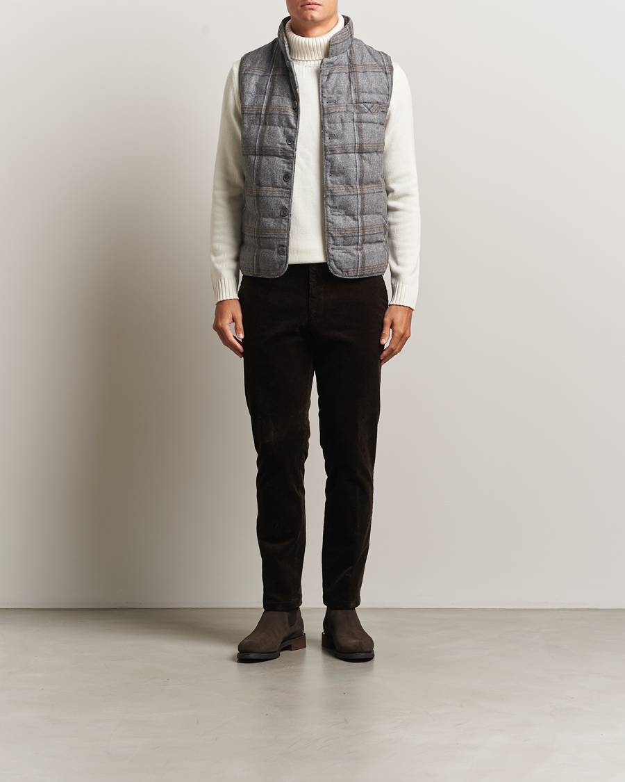 Homme | Gilets | Stenströms | Check Wool Padded Vest Grey