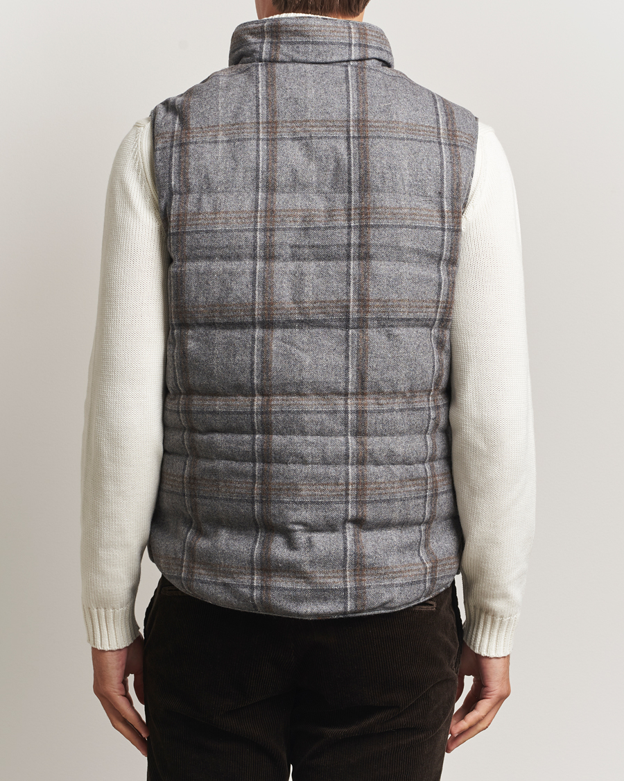 Homme | Gilets | Stenströms | Check Wool Padded Vest Grey