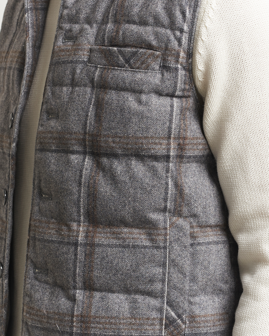 Homme | Gilets | Stenströms | Check Wool Padded Vest Grey