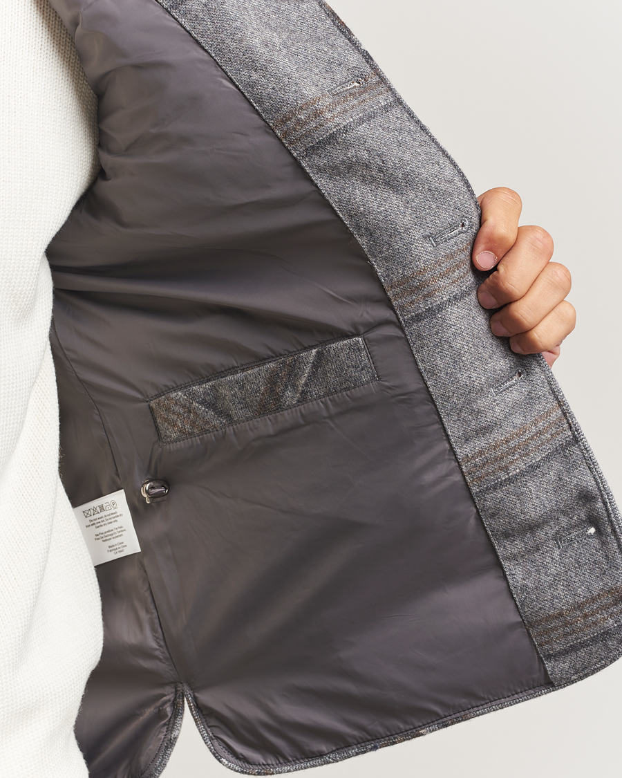 Homme | Gilets | Stenströms | Check Wool Padded Vest Grey