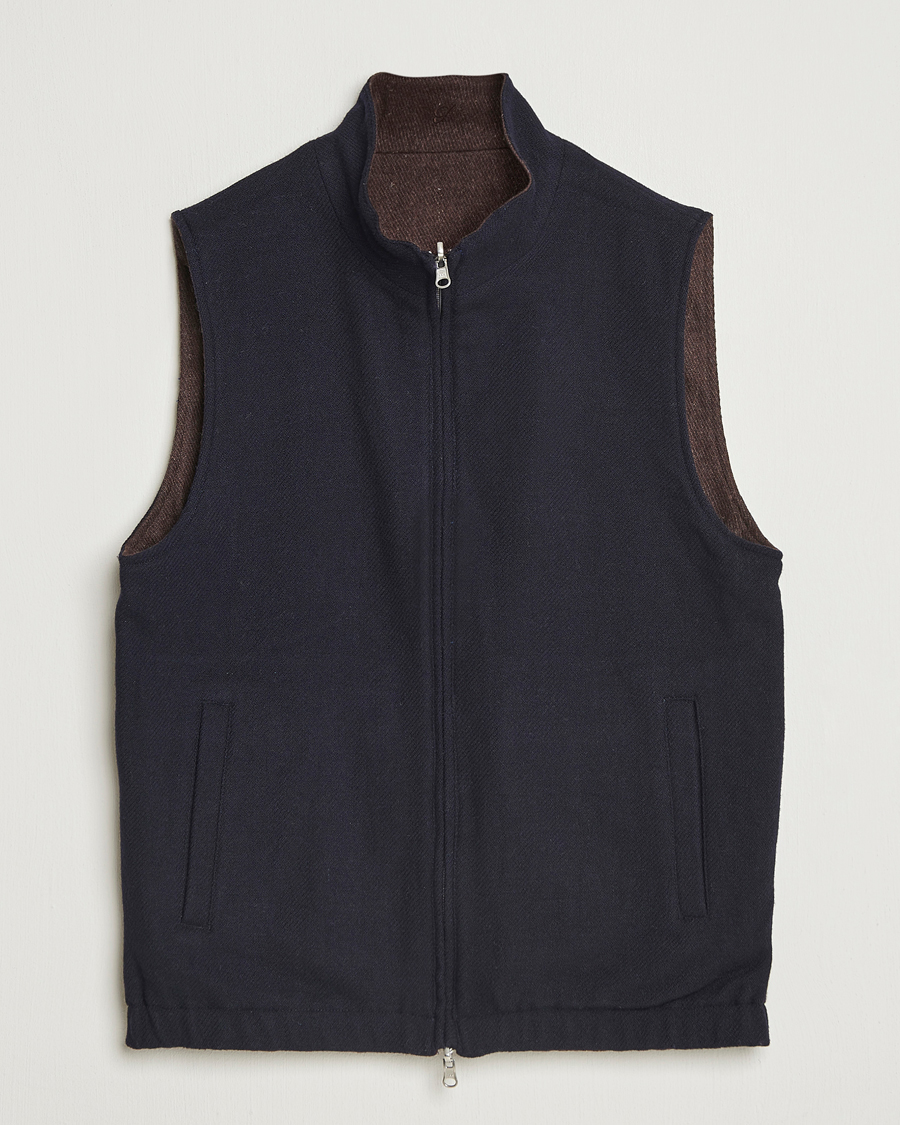 Homme | Gilets | Stenströms | Reversible Wool Vest Navy