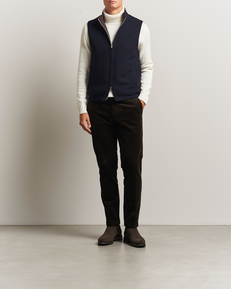 Homme | Manteaux Et Vestes | Stenströms | Reversible Wool Vest Navy
