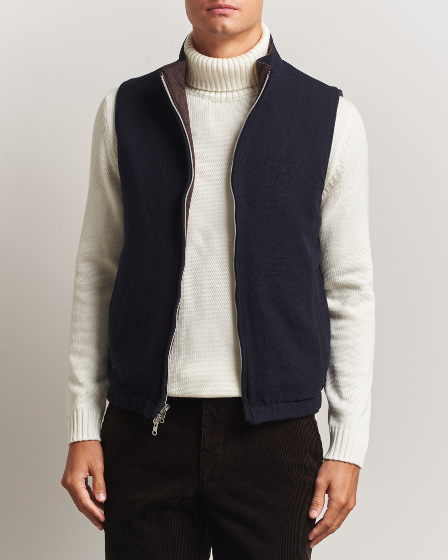 Homme | Manteaux Et Vestes | Stenströms | Reversible Wool Vest Navy