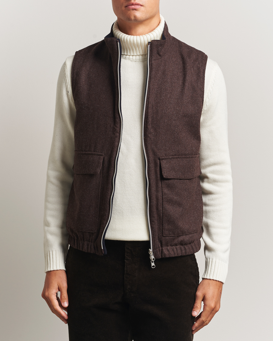 Homme | Manteaux Et Vestes | Stenströms | Reversible Wool Vest Navy