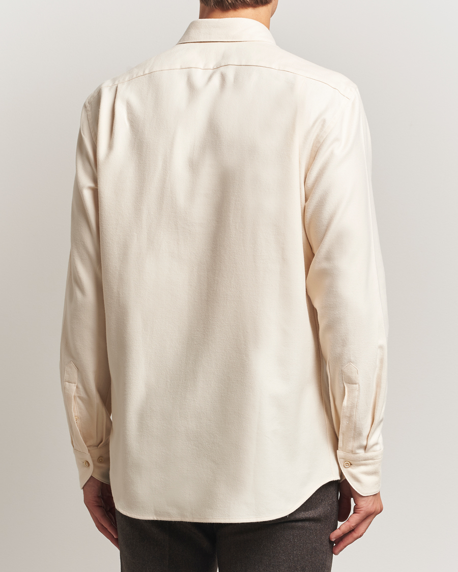 Homme | Chemises | Stenströms | Regular Fit Cut Away Flannel Shirt Light Beige