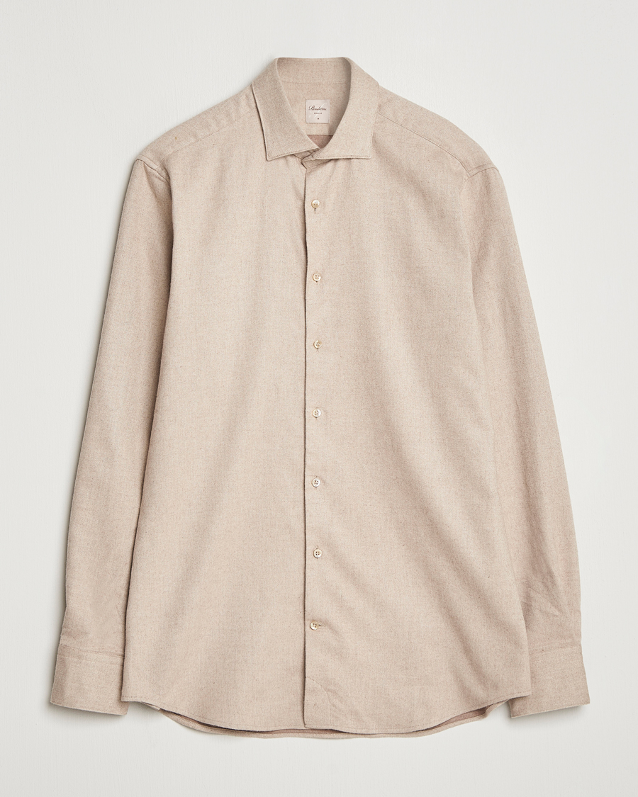 Homme | Chemises | Stenströms | Regular Fit Cut Away Flannel Shirt Beige