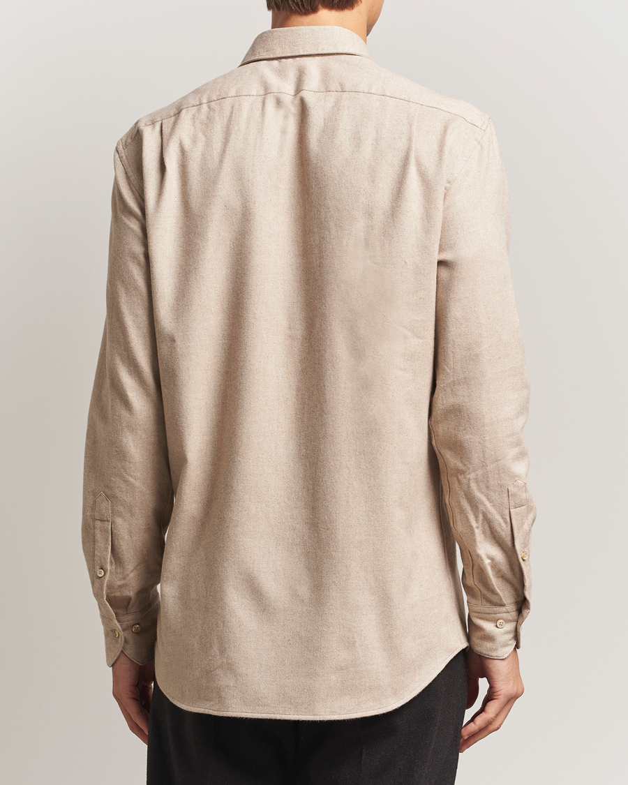 Homme | Chemises | Stenströms | Regular Fit Cut Away Flannel Shirt Beige