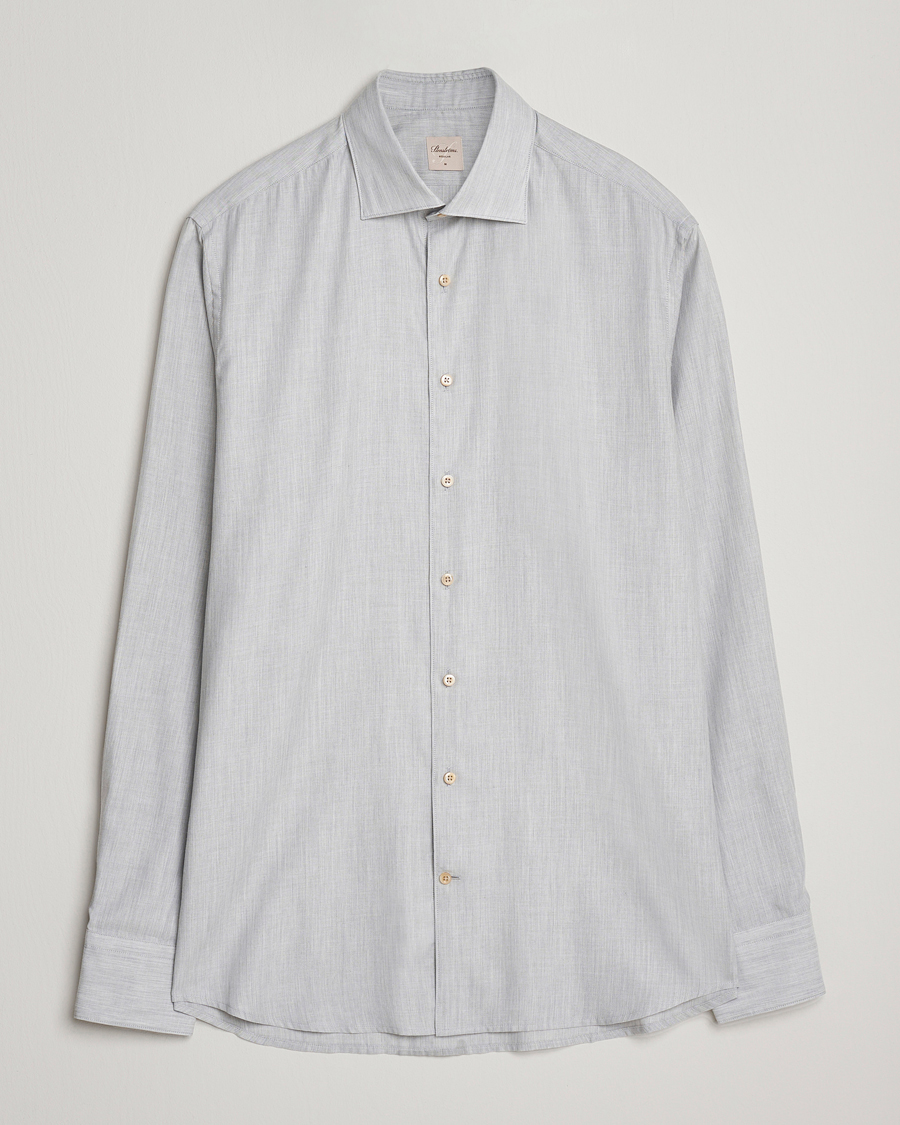 Homme | Chemises | Stenströms | Regular Fit Brushed Mini Herringbone Shirt Grey