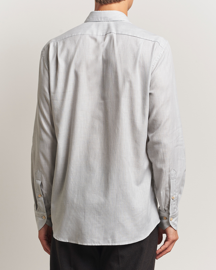 Homme | Chemises | Stenströms | Regular Fit Brushed Mini Herringbone Shirt Grey