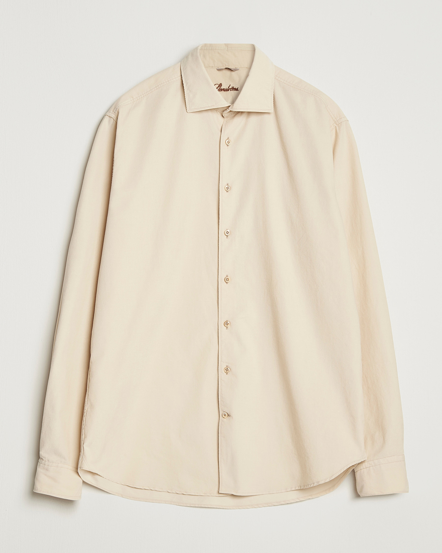 Homme | Chemises | Stenströms | Regular Fit Cut Away Cord Shirt Beige