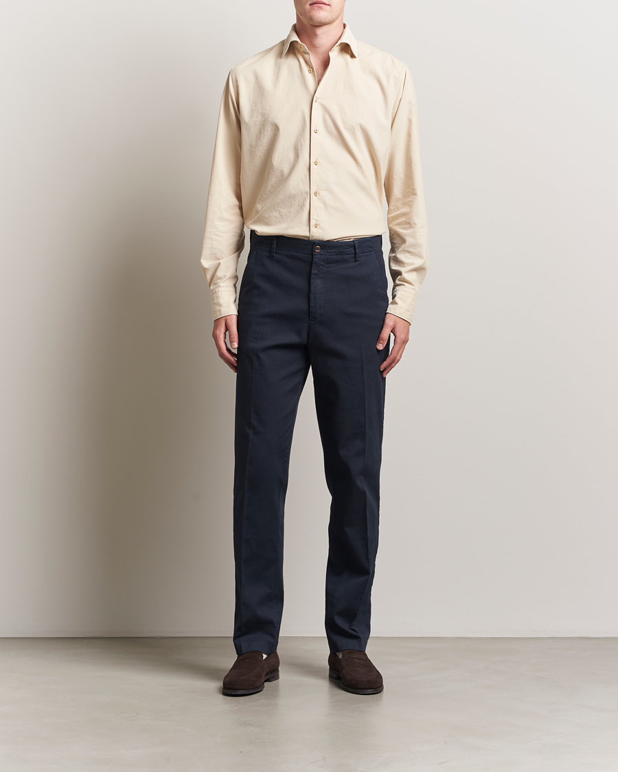 Homme | Chemises | Stenströms | Regular Fit Cut Away Cord Shirt Beige