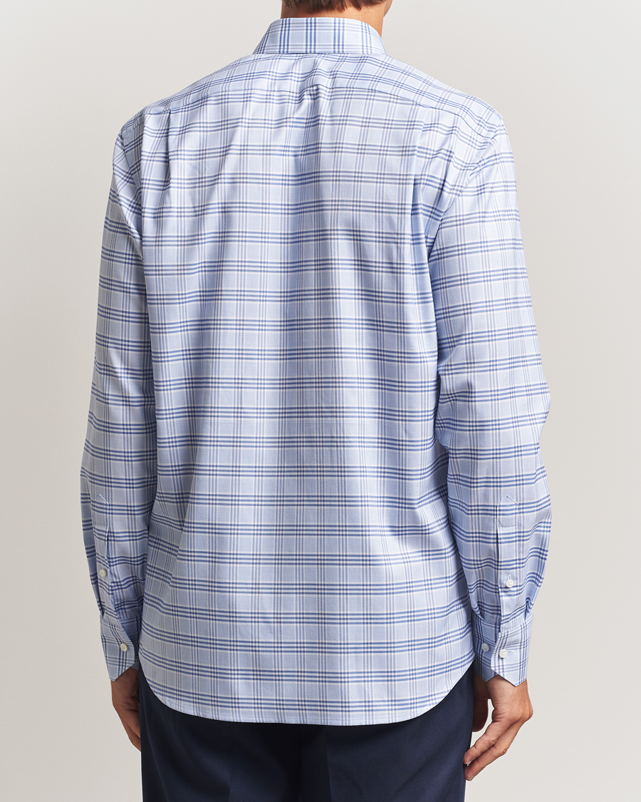 Homme | Chemises | Stenströms | Regular Fit Checked Cut Away Shirt Blue