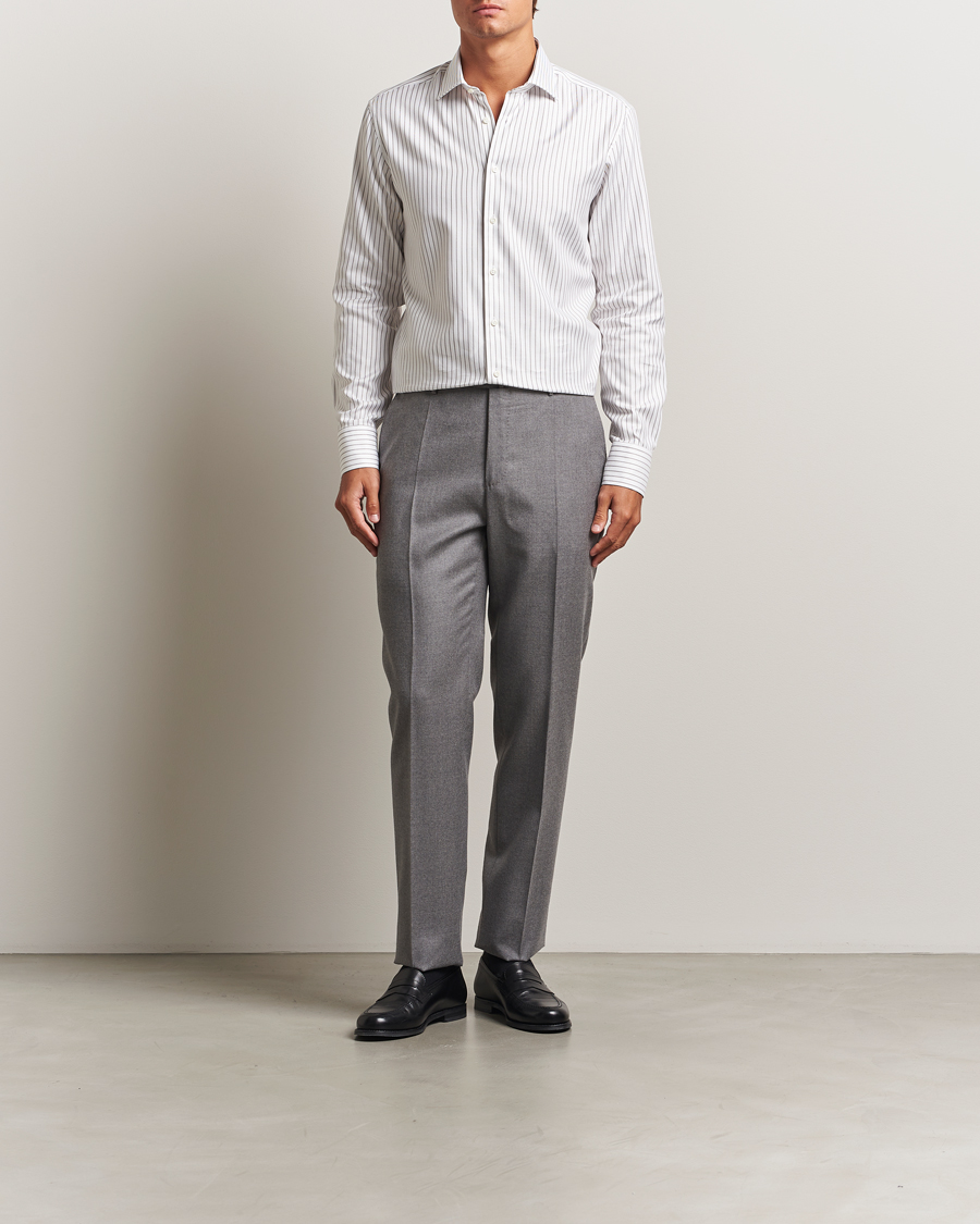 Homme | Chemises | Stenströms | Regular Fit  Oxford Stripe Cut Away Shirt White