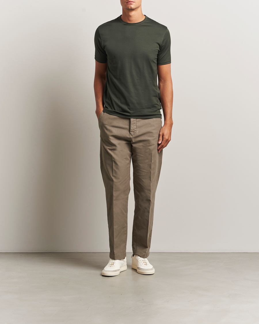 Homme | T-shirts | Sunspel | Crew Neck Q82 Cotton T-Shirt Dark Green