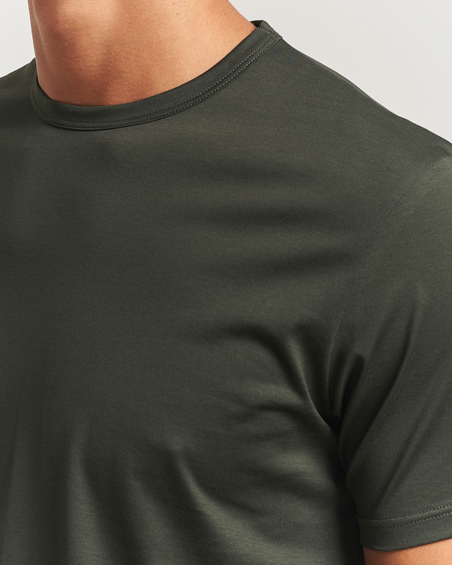 Homme | T-shirts | Sunspel | Crew Neck Q82 Cotton T-Shirt Dark Green