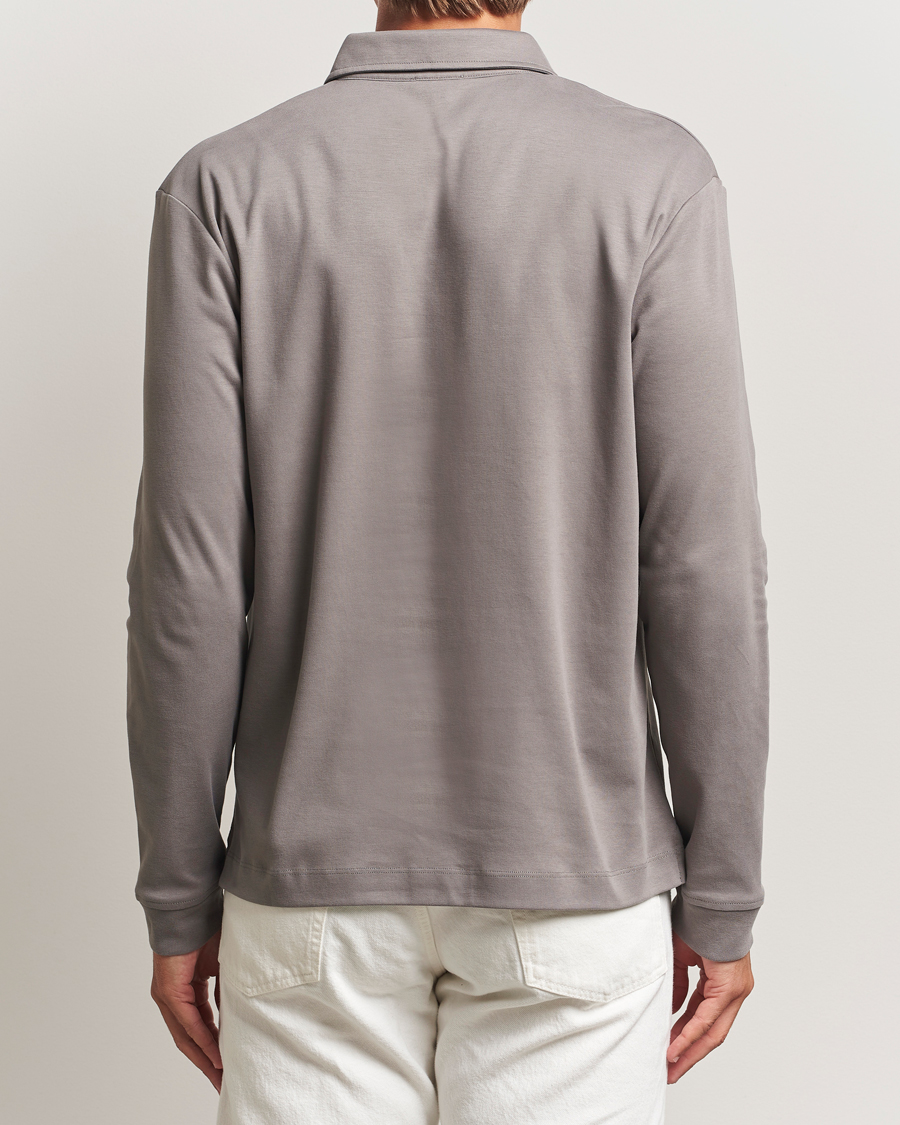Homme | Pulls Et Tricots | Sunspel | Heavy Weight Supima Cotton Long Sleeve Polo Iron Grey
