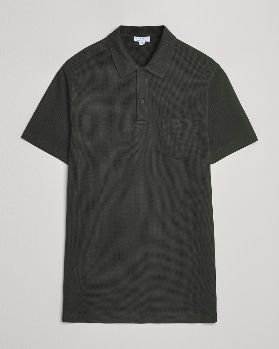 Homme | Polos | Sunspel | Riviera Polo Shirt Dark Green