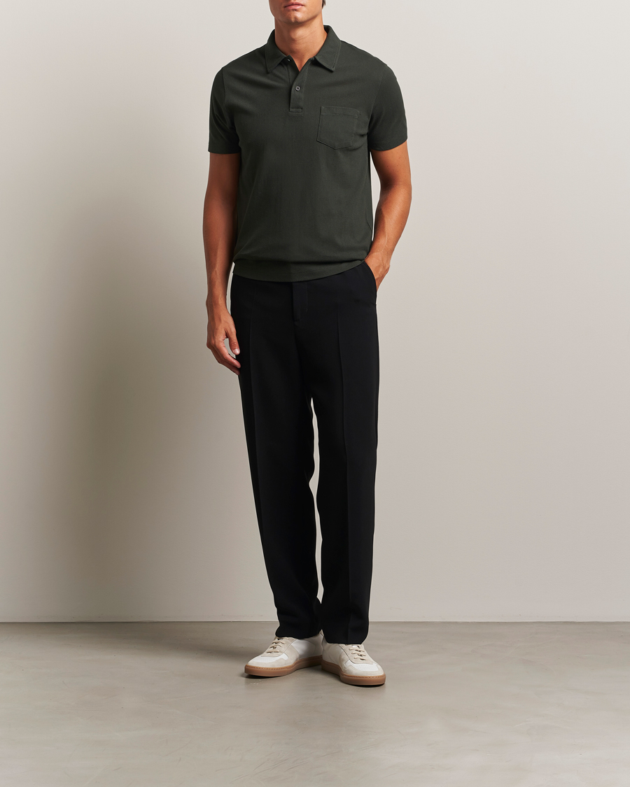 Homme | Polos | Sunspel | Riviera Polo Shirt Dark Green