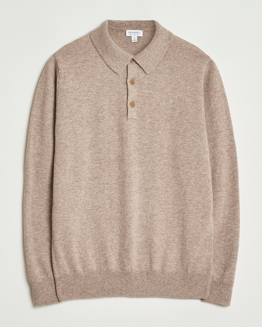 Homme | Pulls Et Tricots | Sunspel | Cashmere Polo Oatmeal Melange