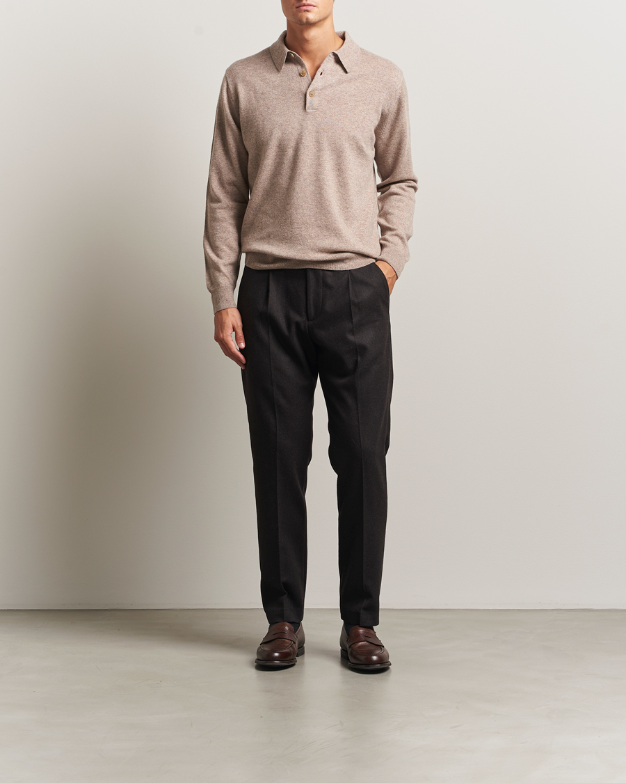 Homme | Pulls Et Tricots | Sunspel | Cashmere Polo Oatmeal Melange