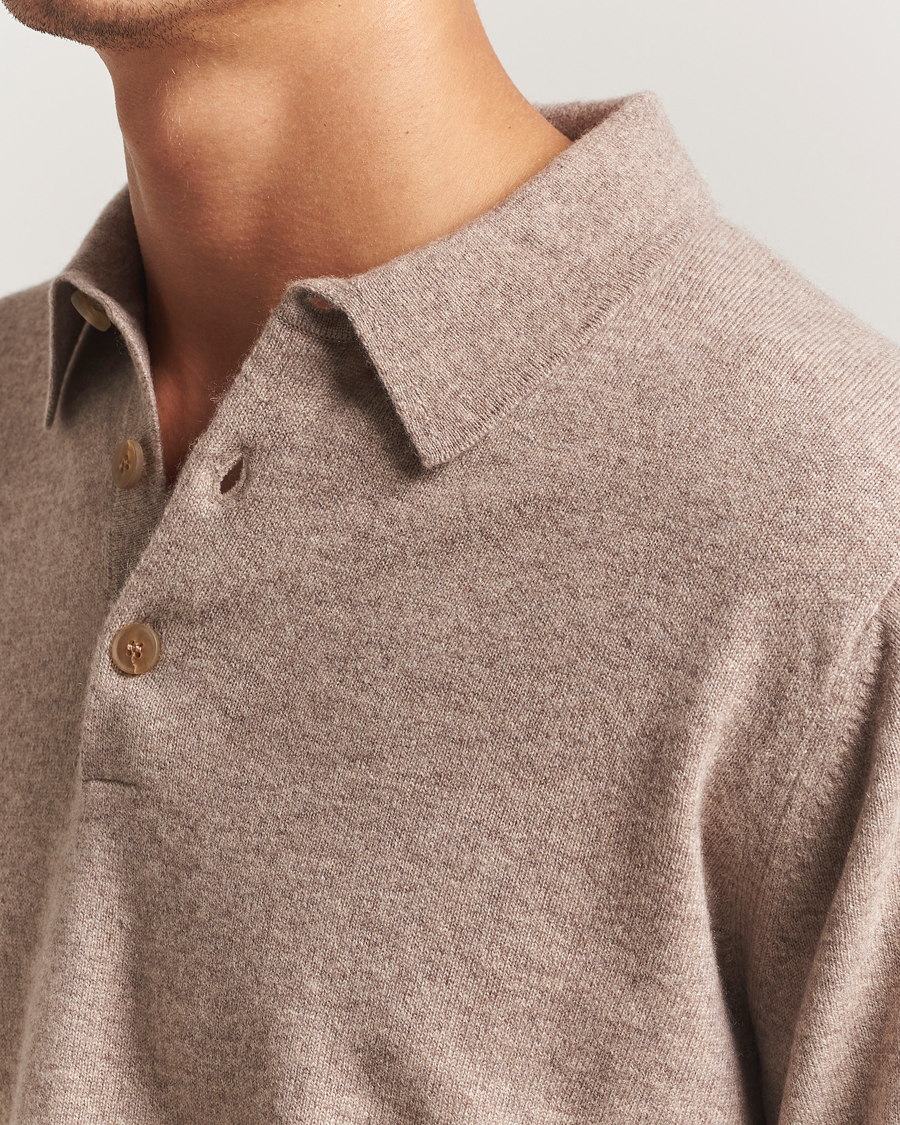 Homme | Pulls Et Tricots | Sunspel | Cashmere Polo Oatmeal Melange