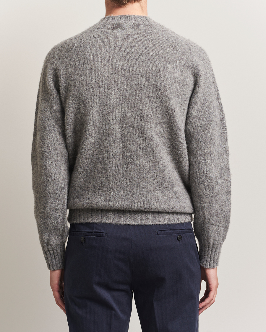 Homme | Pulls Et Tricots | Sunspel | Brushed Shetland Crew Neck Mid Grey Melange
