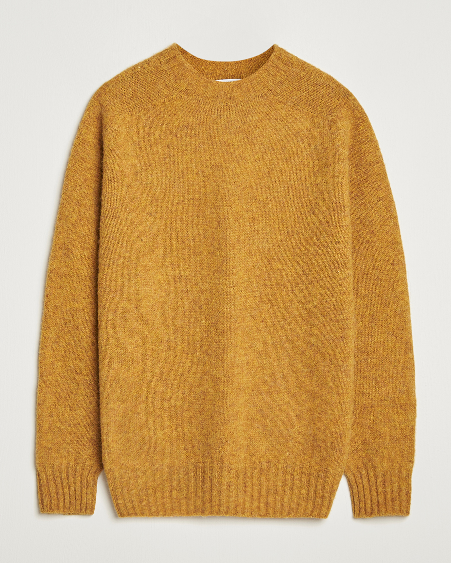 Homme | Pulls Et Tricots | Sunspel | Brushed Shetland Crew Neck Saffron