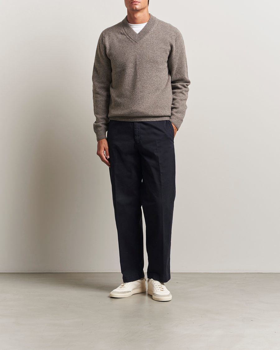 Homme | Pulls Et Tricots | Sunspel | Knitted Lambswool V-Neck Bark