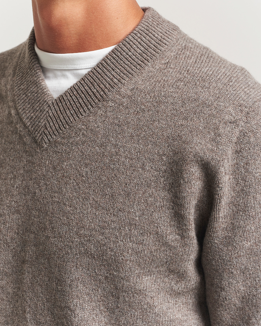 Homme | Pulls Et Tricots | Sunspel | Knitted Lambswool V-Neck Bark
