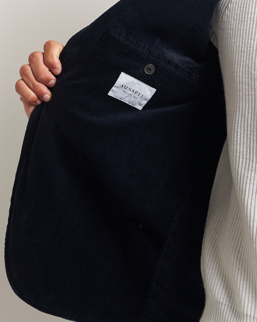 Homme | Blazers | Sunspel | Relaxed Corduroy Blazer Navy