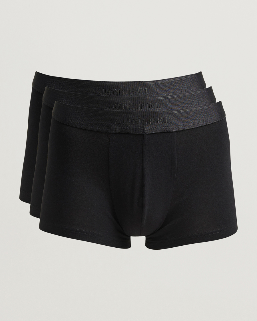 Homme | Sous-Vêtements Et Chaussettes | Sunspel | 3-Pack Cotton Stretch Trunk Black