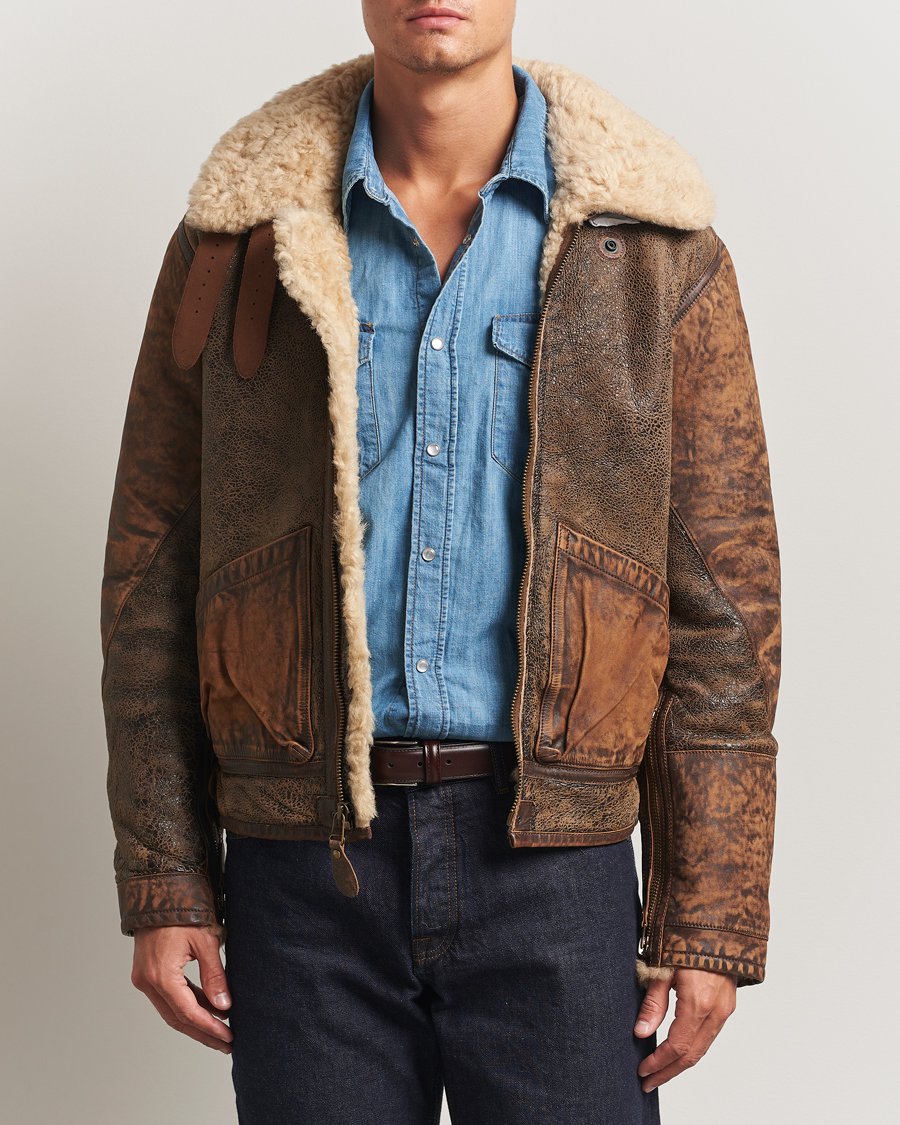 Homme | Manteaux Et Vestes | Polo Ralph Lauren | Sherling Lined Bomber Jacket Brown Earth