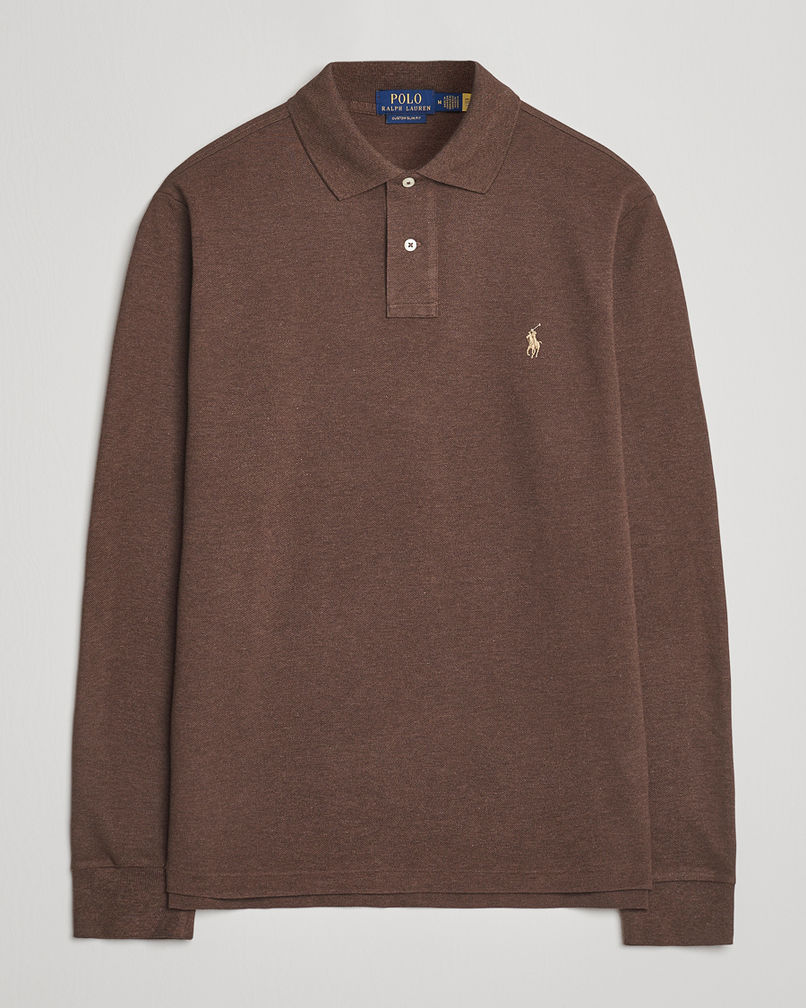Homme | Pulls Et Tricots | Polo Ralph Lauren | Custom Slim Fit Long Sleeve Polo Nutmeg Brown Heather