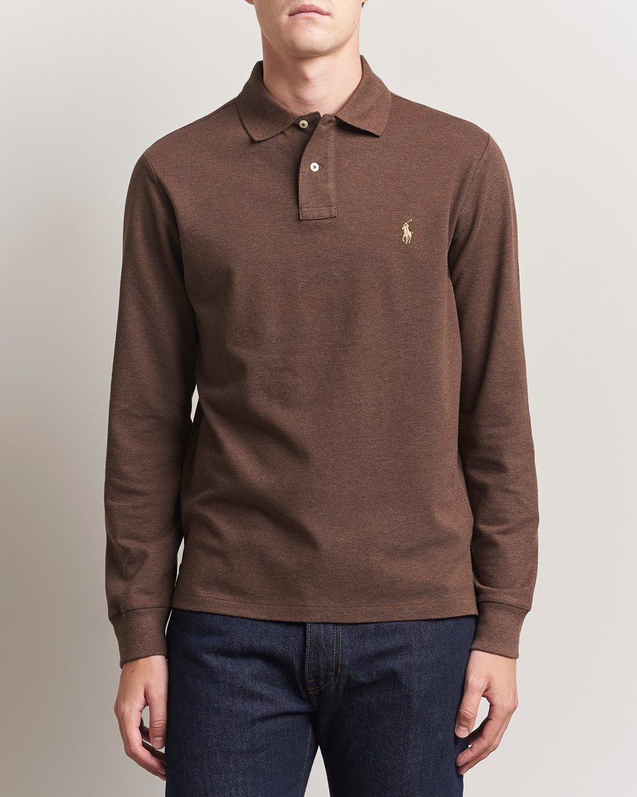 Homme | Pulls Et Tricots | Polo Ralph Lauren | Custom Slim Fit Long Sleeve Polo Nutmeg Brown Heather