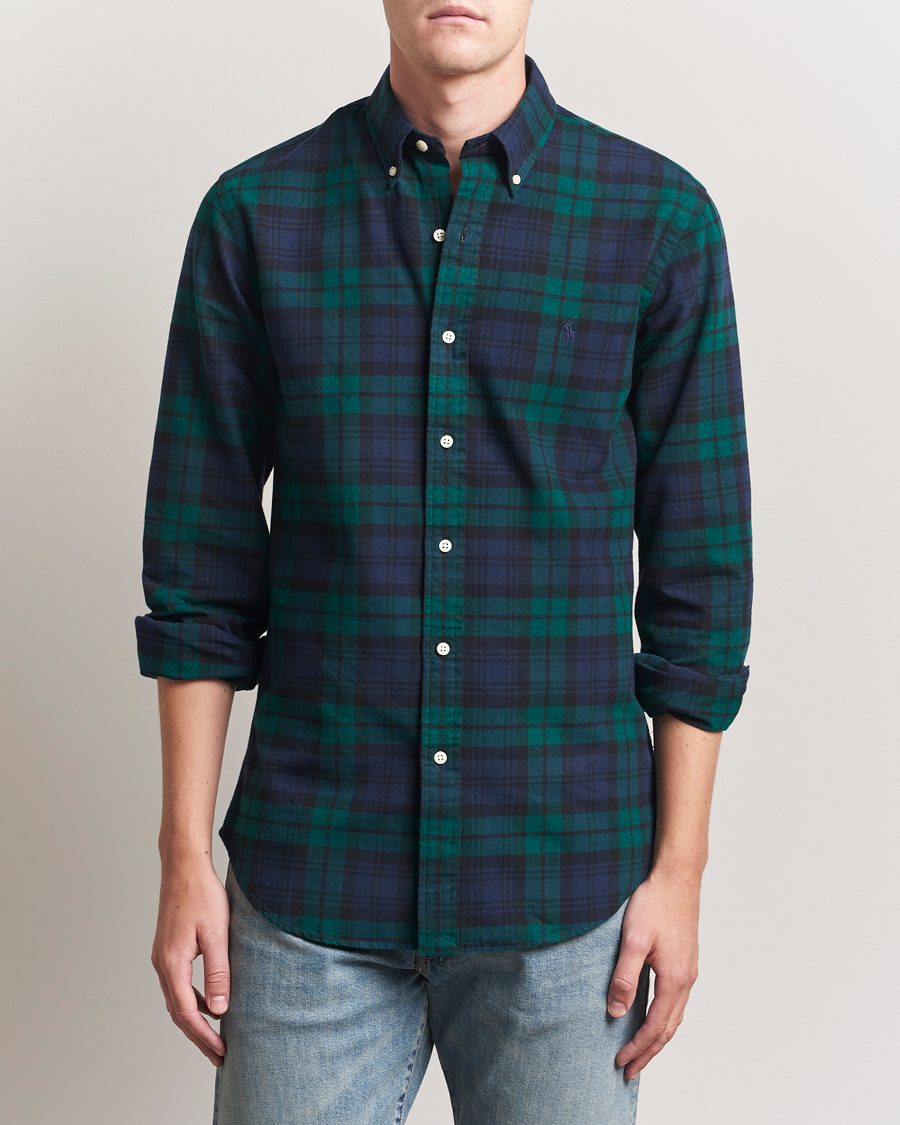 Homme | Chemises | Polo Ralph Lauren | Custom Fit Brushed Flannel Checked Shirt Navy/Green