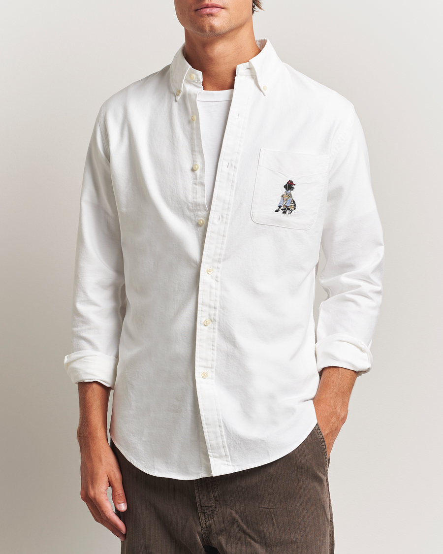 Homme | Chemises | Polo Ralph Lauren | Custom Fit Dog Pocket Oxford Shirt White Black Lab