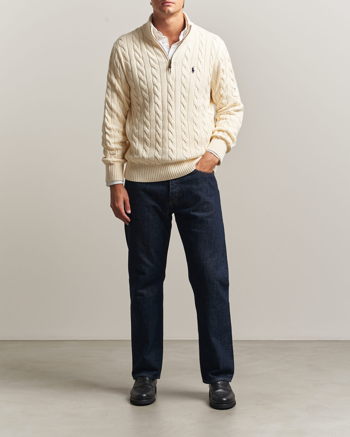Homme | Pulls Et Tricots | Polo Ralph Lauren | Cotton Cable Half Zip Andover Cream