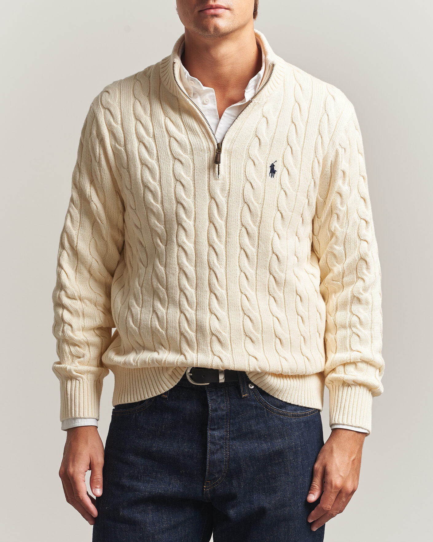 Homme | Pulls Et Tricots | Polo Ralph Lauren | Cotton Cable Half Zip Andover Cream