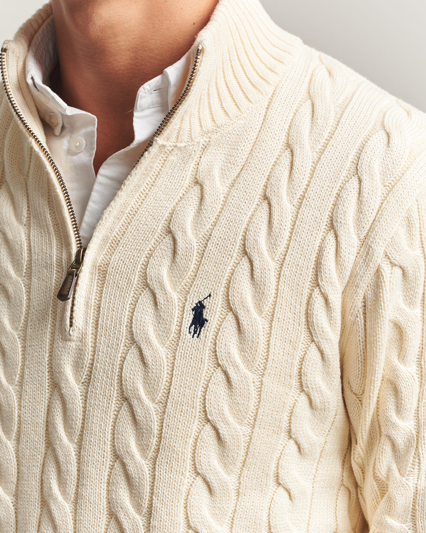 Homme | Pulls Et Tricots | Polo Ralph Lauren | Cotton Cable Half Zip Andover Cream