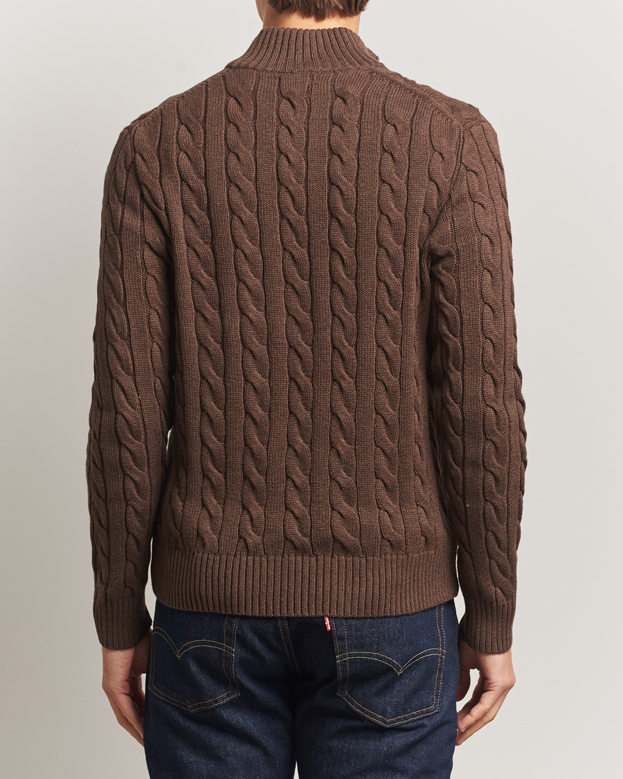Homme | Pulls Et Tricots | Polo Ralph Lauren | Cotton Cable Half Zip Nutmeg Brown Heather