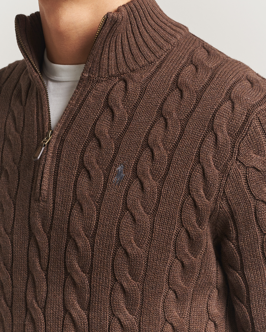 Homme | Pulls Et Tricots | Polo Ralph Lauren | Cotton Cable Half Zip Nutmeg Brown Heather